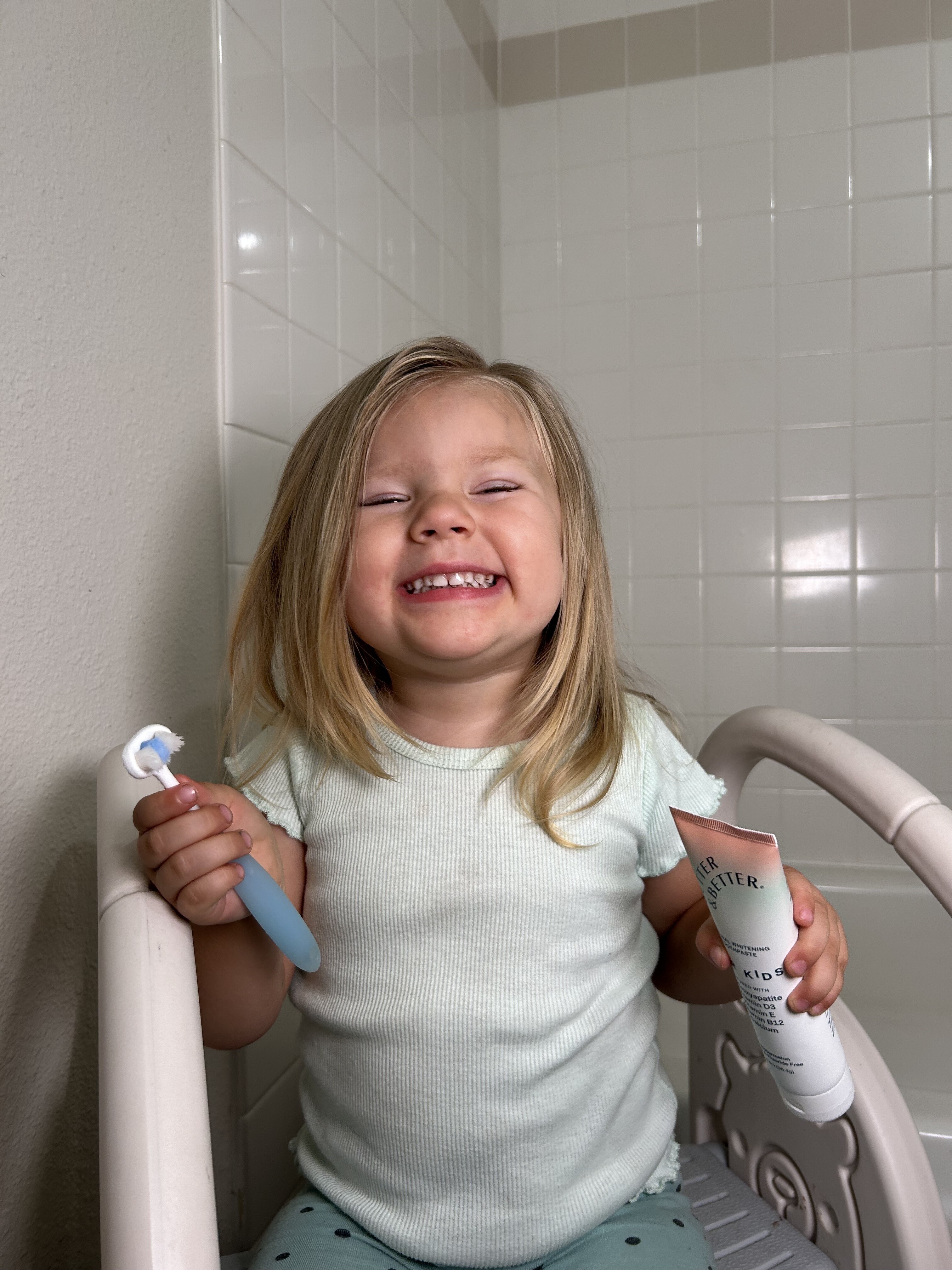 Child brushing teeth