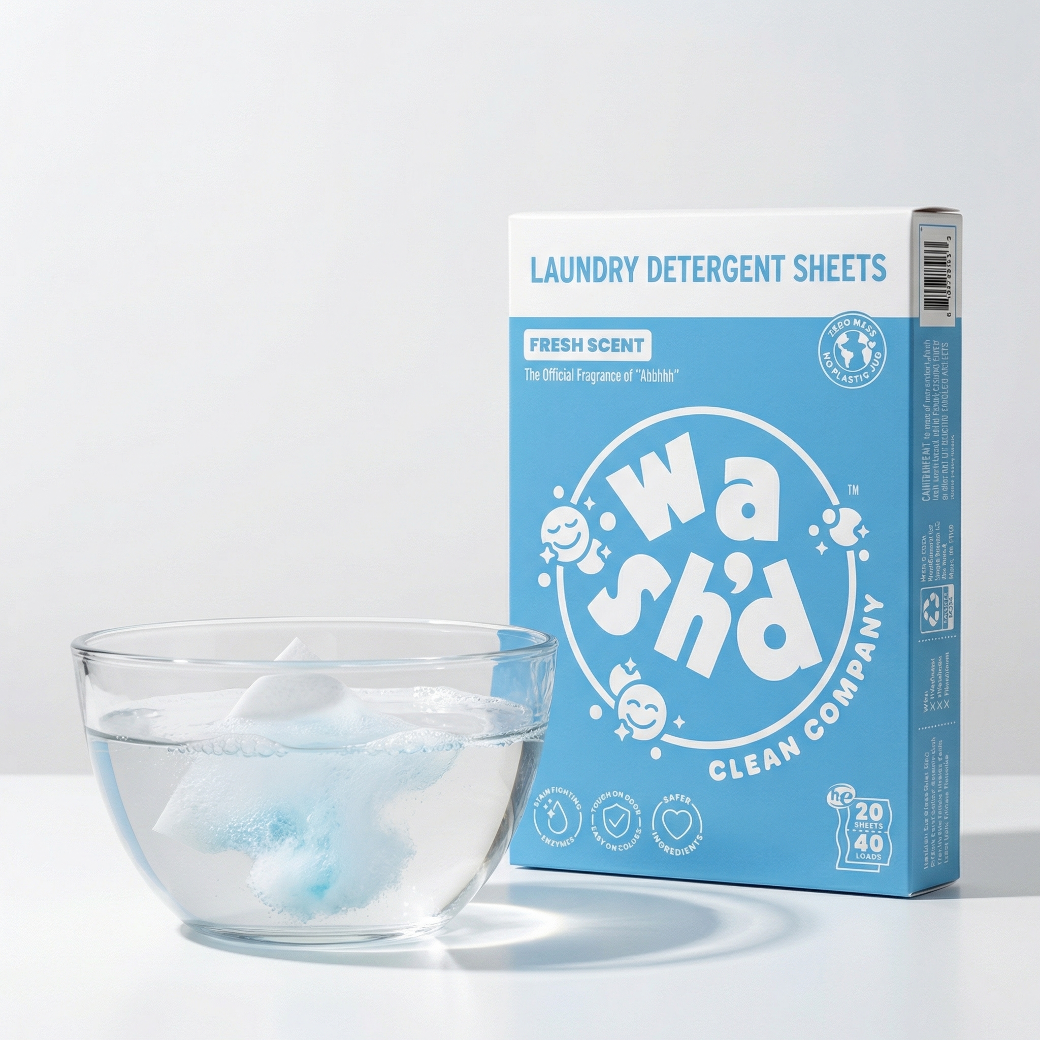 Wash'd detergent sheet dissolving in water