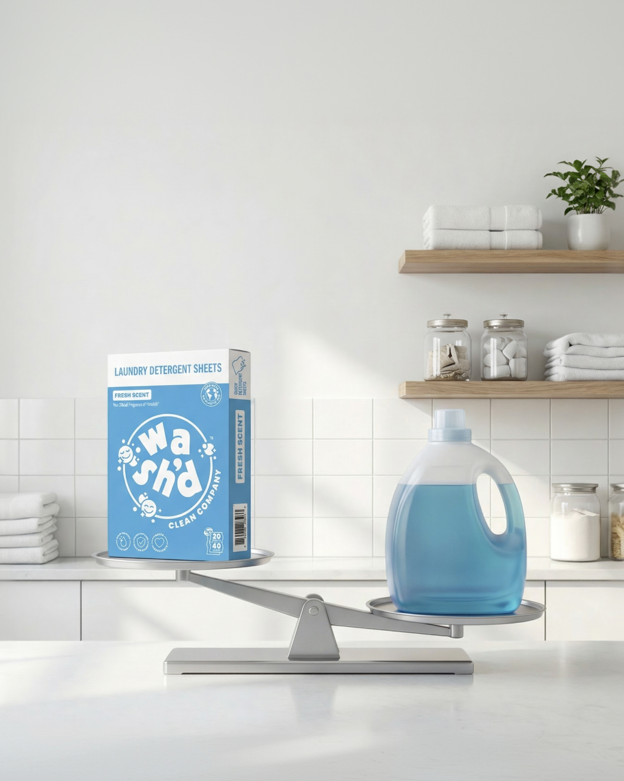 Wash'd 95% lighter than liquid detergent